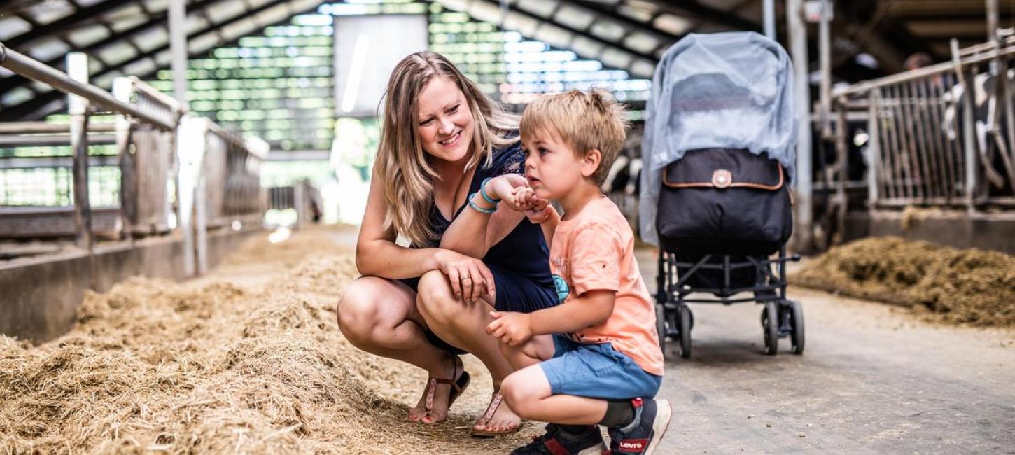 Family visiting Vejlskovgaard Dairy