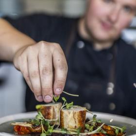 Food on a plate in restaurant in Brædstrup